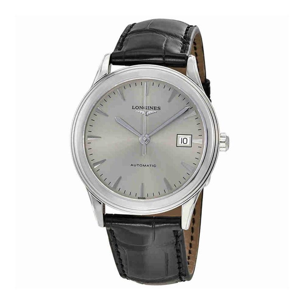 Longines Men's L4.874.4.72.2 Flagship Black Leather Watch