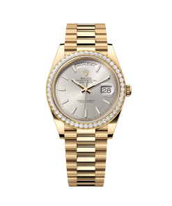 Rolex Day-Date 40mm Champaign Dial and Diamond Bezel Yellow Gold President Bracelet 228348RBR-0008