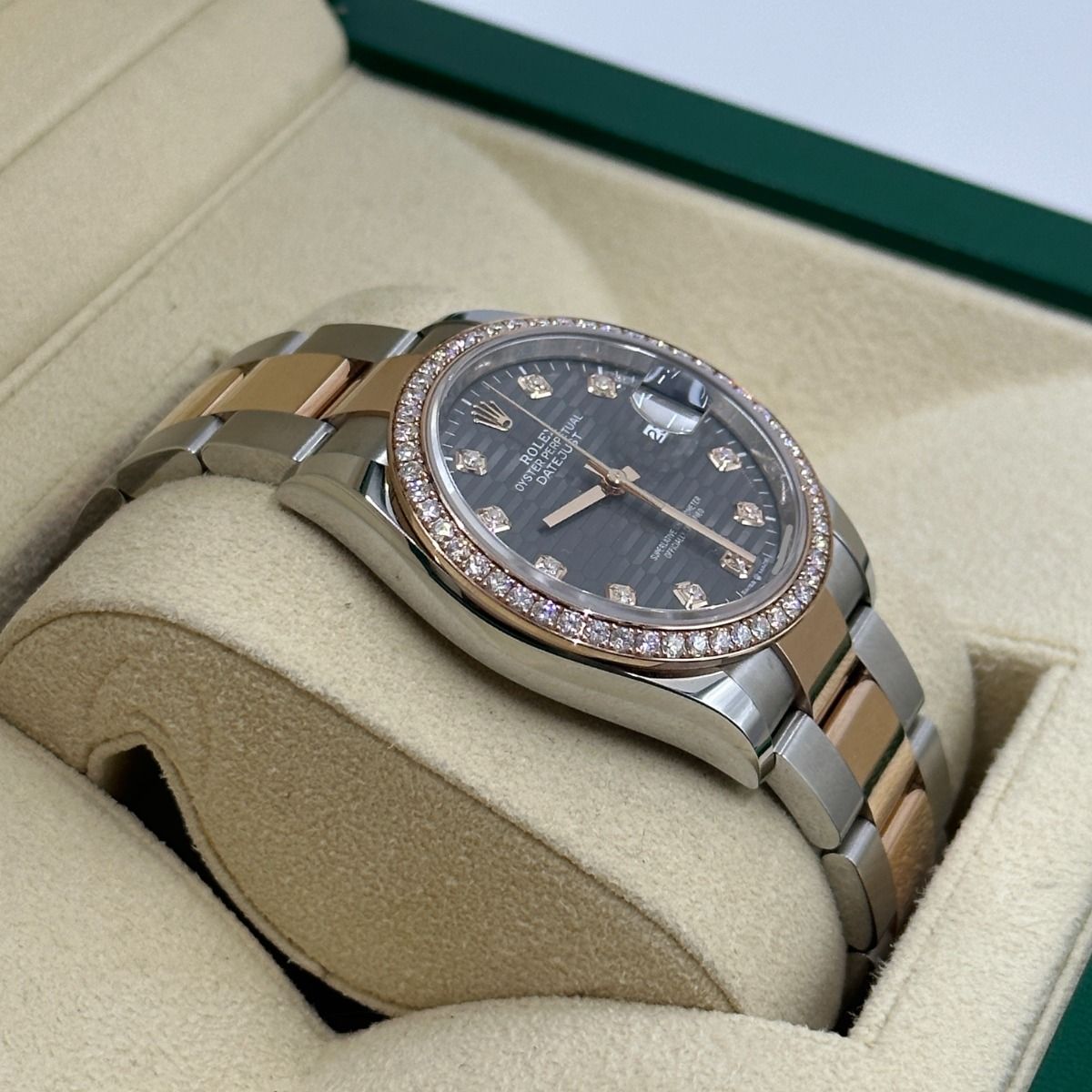 Rolex Datejust 36mm 126281 Slate Fluted Motif Diamond Dial Diamond Bezel and Oyster Bracelet - Image 10