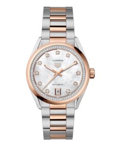TAG Heuer Carrera Date 36mm Ladies Watch Mother Of Pearl Diamond WBN2351.BD0000