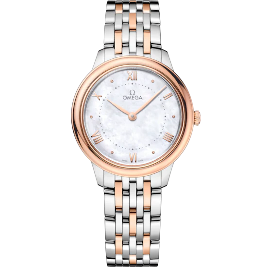 Omega De Ville Prestige 30 mm White Dial Stainless Steel and Sedna�?18k Rose Gold Bracelet 434.20.30.60.05.001