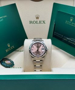 Alternative view of Rolex Datejust m278344-0033/0034 Pink Dial 31mm Domed Diamond Oyster Watch