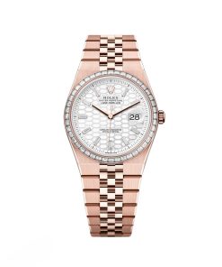 Rolex Land-Dweller 127285TBR-0002 White Honeycomb Dial Diamond Everose Jubilee Bracelet 36mm
