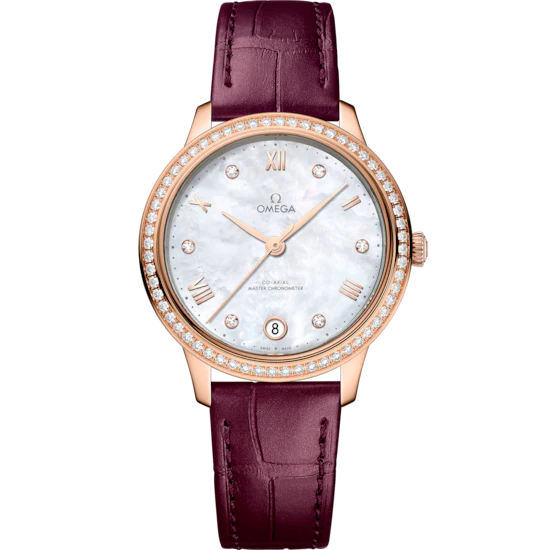 Omega De Ville Prestige 34mm White Dial with Diamonds Sedna�?18k Rose Gold Strap 434.58.34.20.55.001