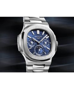 Alternative view of Patek Philippe Nautilus White Gold 5740-1G-001 with Blue Sunburst dial