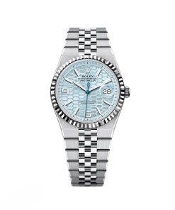 Rolex Land-Dweller 127236-0001 Blue Honeycomb Dial Platinum Jubilee Bracelet 36mm