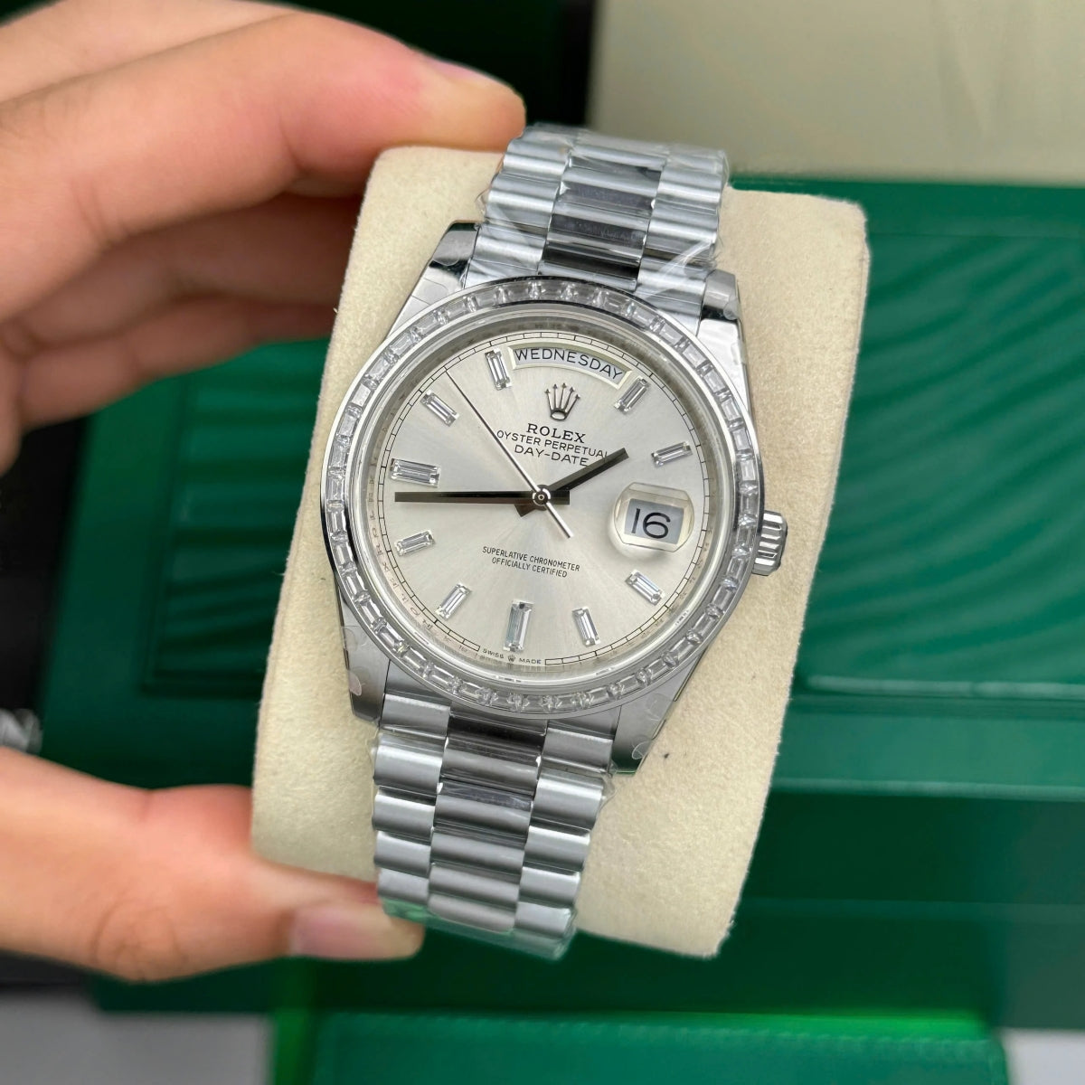 Rolex Day-Date 40mm 228396TBR-0011 Silver Diamonds Dial - Image 3