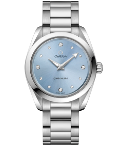 Omega Seamaster Aqua Terra 150M 28mm Blue Dial with Diamonds Stainless Steel Bracelet 220.10.28.60.53.001