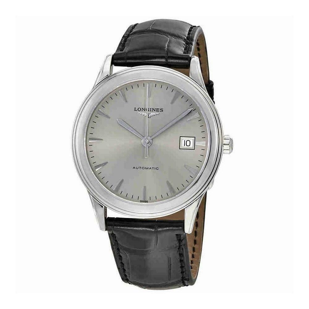 Longines Men's L48744722 Flagship Black Leather Watch