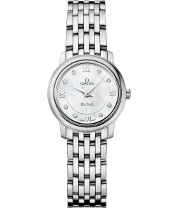 Omega De Ville Prestige 24.4 mm White Dial with Diamonds Stainless Steel Bracelet 424.10.24.60.55.001