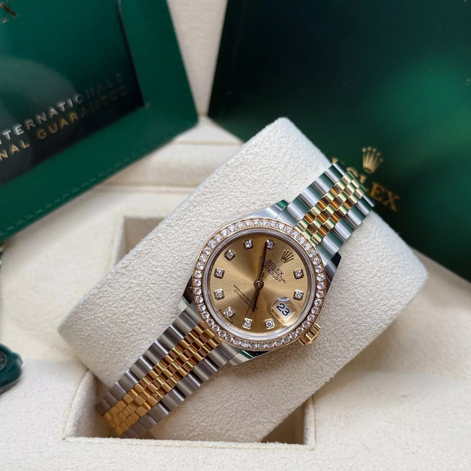 Rolex Lady-Datejust 28mm 279383RBR Champagne Diamond Dial Yellow Rolesor Oyster Bracelet - Image 8