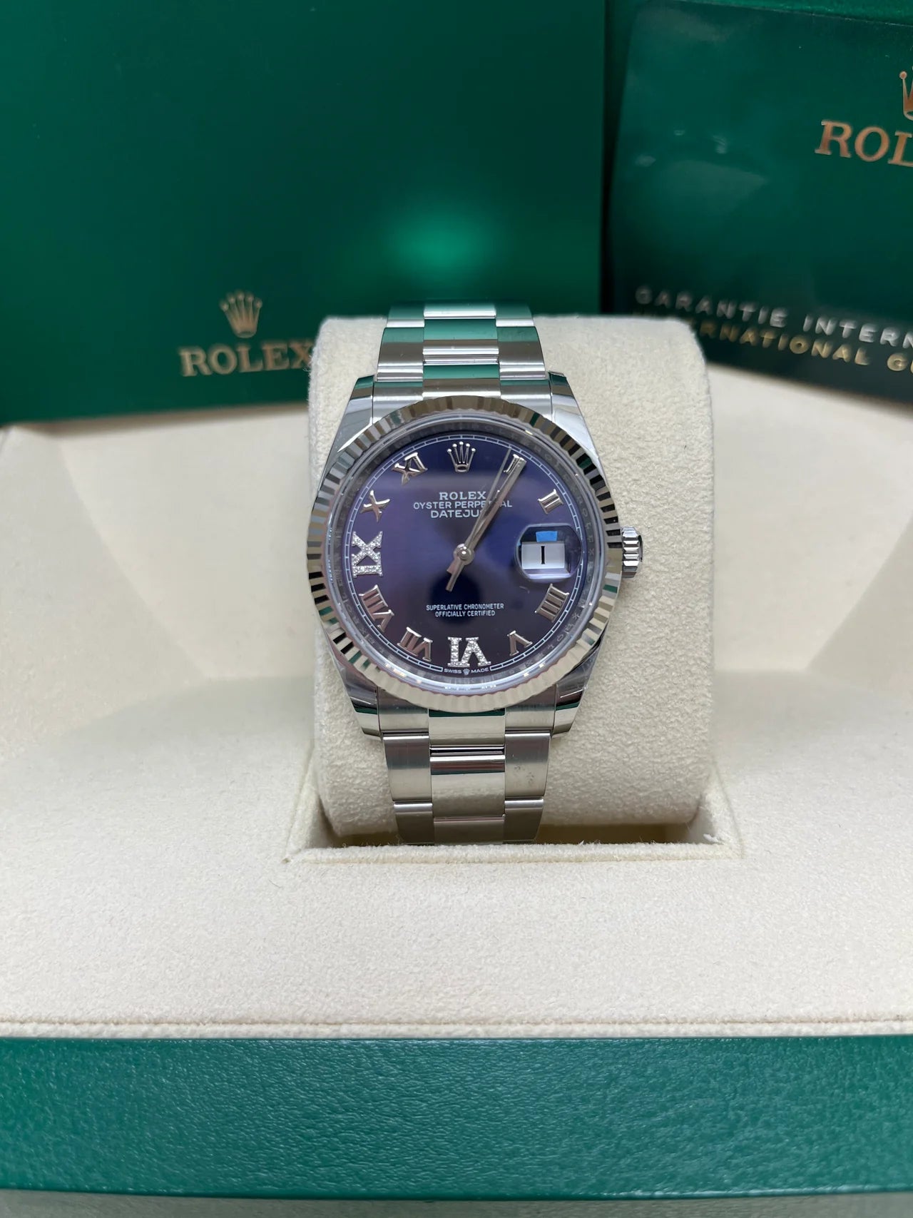 Rolex Datejust 36mm 126234 Datejust Aubergine Purple Diamond Roman Oyster Stainless Steel - Image 11