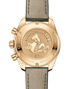 Alternative view of Omega Speedmaster 38 Silver Dial 38mm with Diamonds 18k Yellow Gold Strap 324.68.38.50.02.004