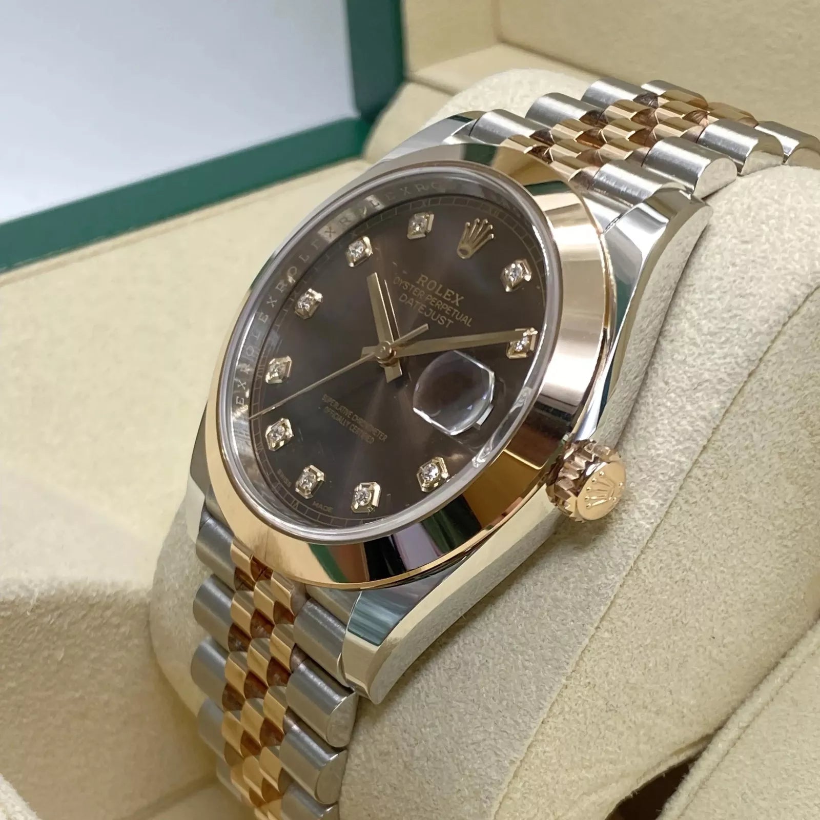Rolex Datejust 41mm 126301 Chocolate Diamond Jubilee Steel and Everose Gold Watch - Image 10