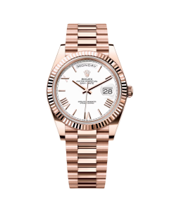 Rolex Day-Date President 40mm Everose Gold White Roman Dial - 228235