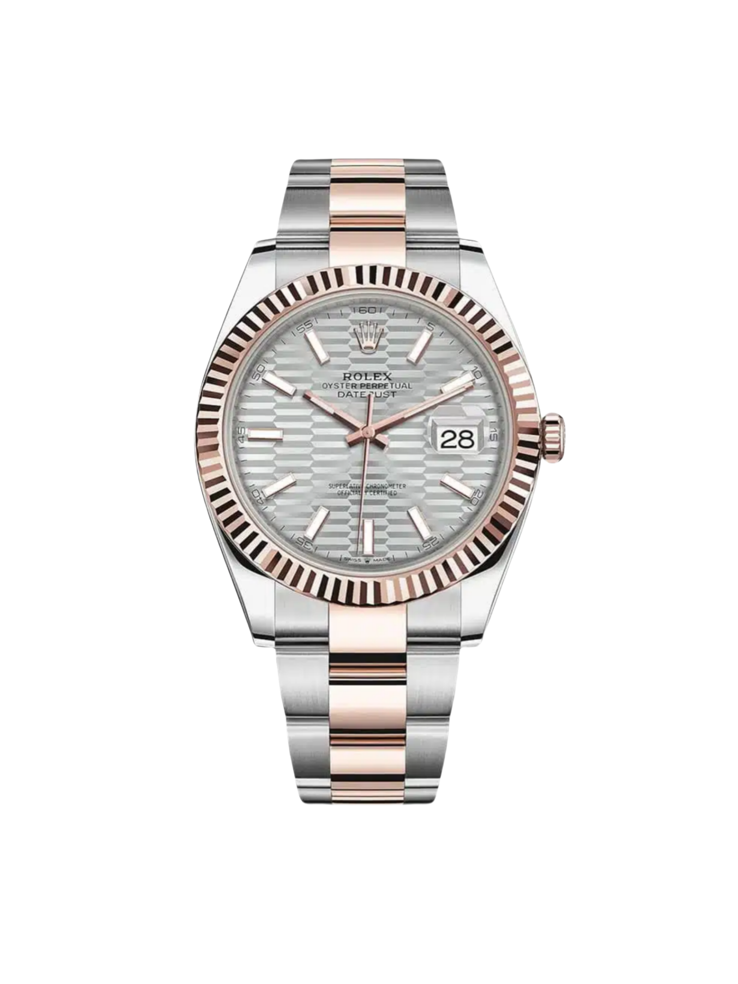 Rolex Datejust 41mm 126331 Silver Fluted Motif Dial Two Tone Stainless Steel & 18K Rose Gold Jubilee Bracelet Men's Watch - Image 9