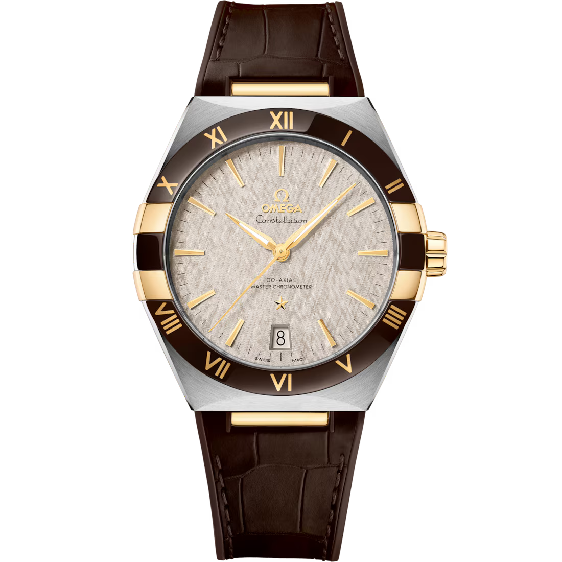 OMEGA Constellation 41mm, steel �?yellow gold on Leather strap 131.23.41.21.06.002