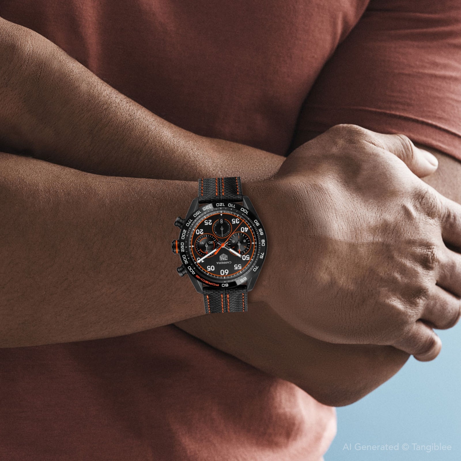 TAG Heuer Carrera Chronograph x Porsche Orange Racing Men's Watch CBN2A1M.FC6526 - Image 8