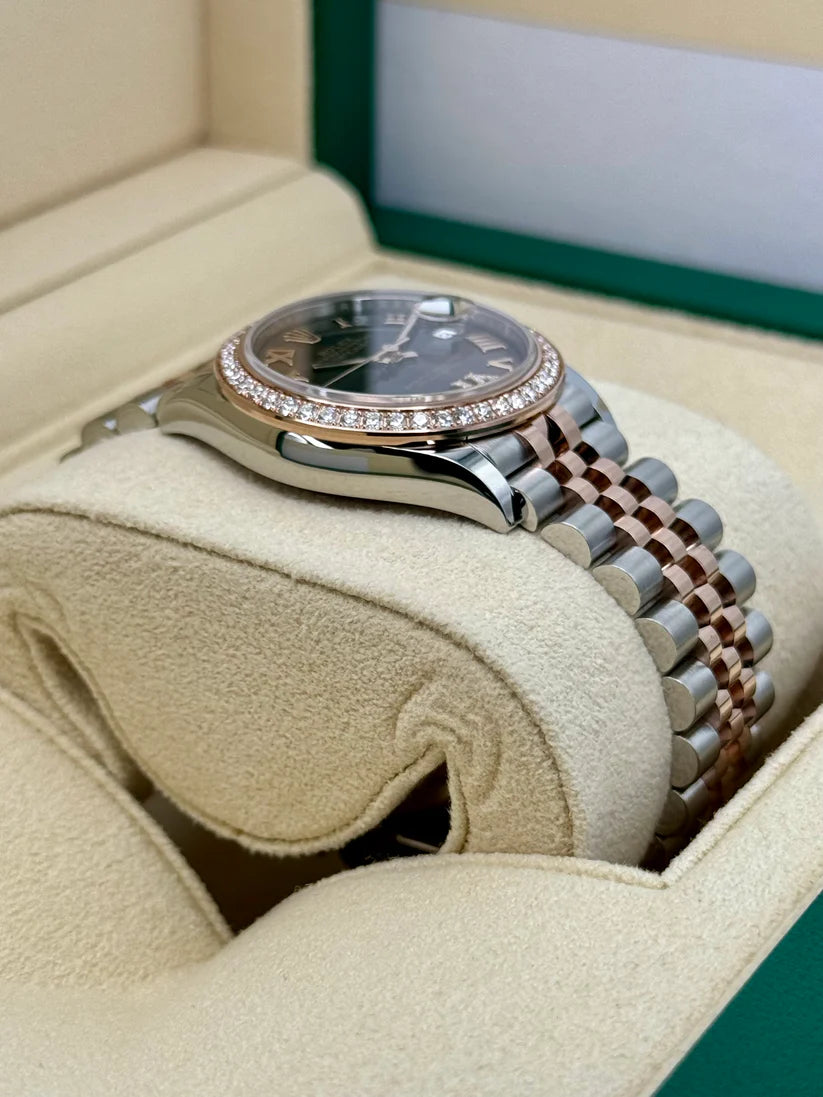 Rolex Datejust m278381-0005/0006 Chocolate Roman Diamond 31mm Dial Diamond-Set Bezel and Oyster Bracelet Watch - Image 4