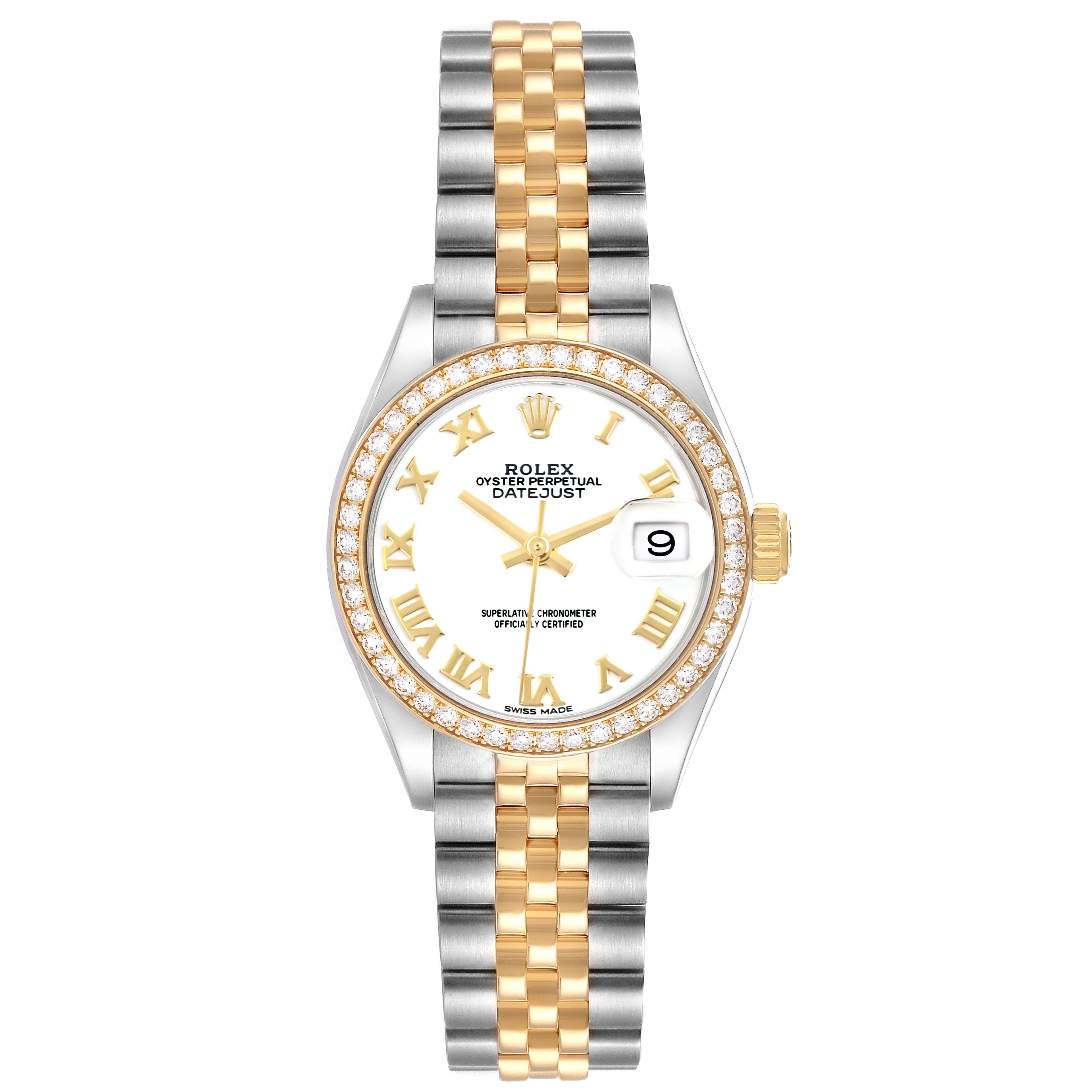 Rolex Lady-Datejust 28mm 279383RBR White Roman Dial Yellow Rolesor Oyster Bracelet - Image 4