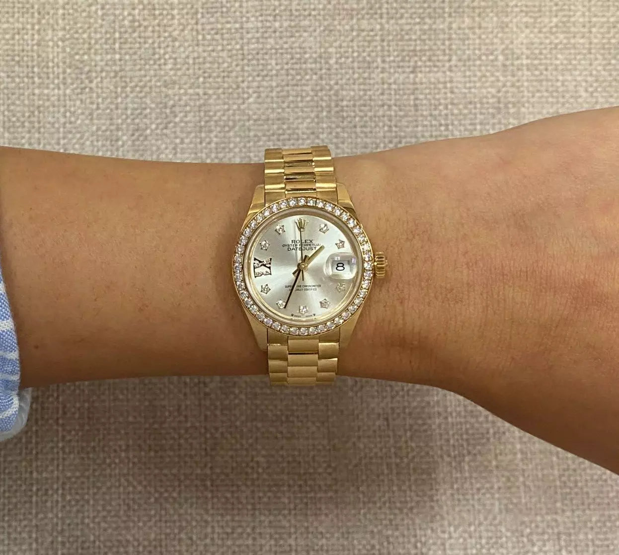 Rolex Lady-Datejust 28mm 279138RBR Silver Dial President Bracelet Watch - Image 9