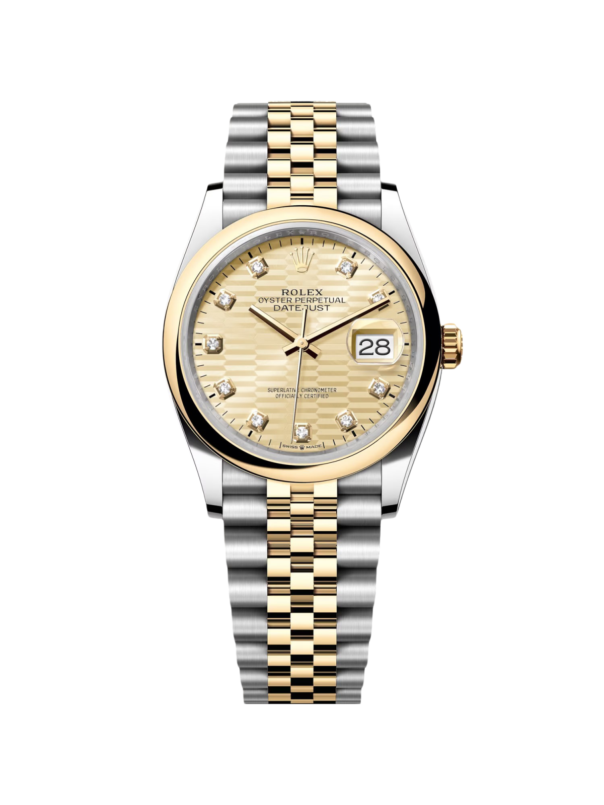 Rolex Datejust 36mm 126203 Golden Fluted Dial Domed Bezel Oyster Bracelet