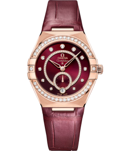 OMEGA Constellation 34mm Red Dial with Diamonds Sedna�?18k Rose Gold Strap 131.58.34.20.61.001