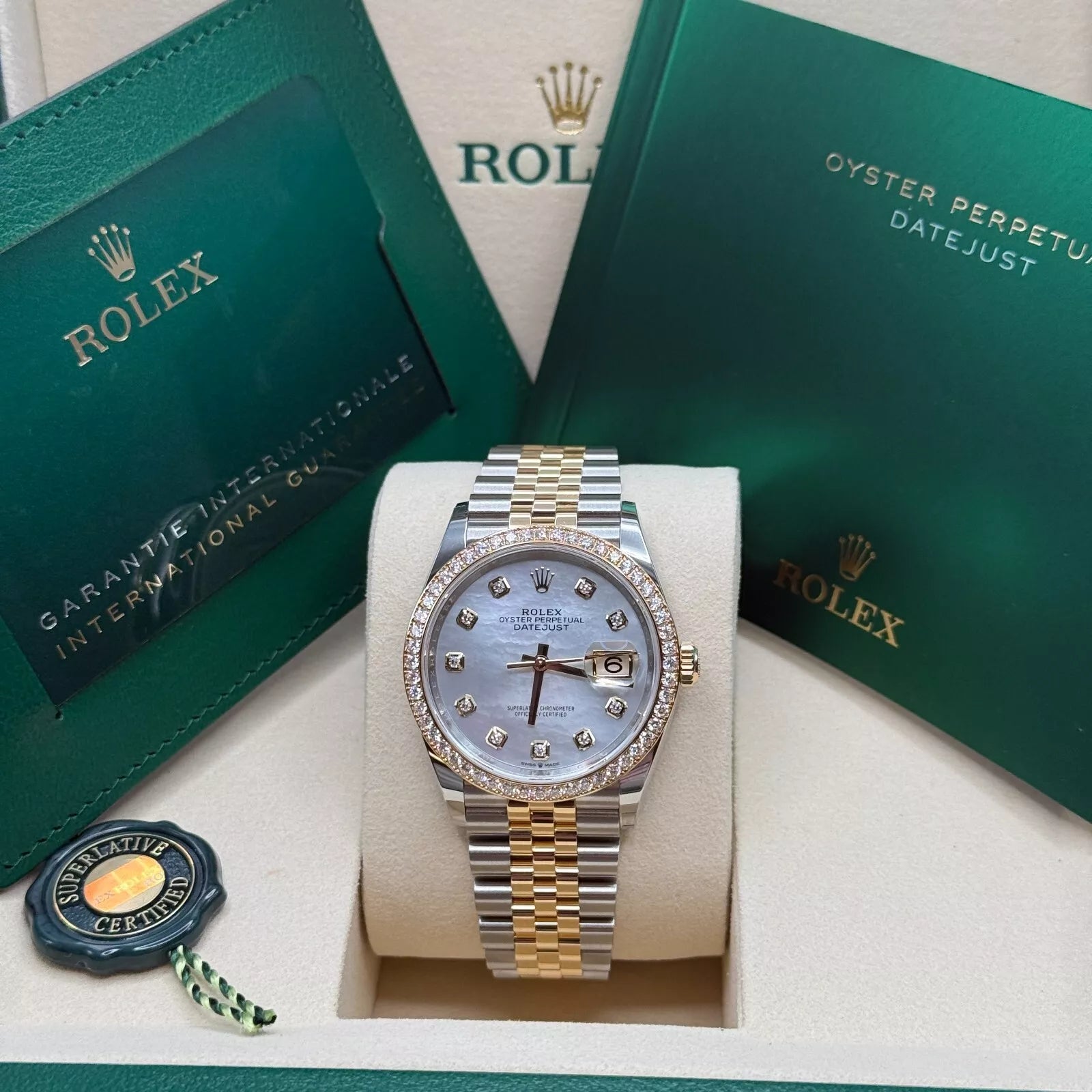 Rolex Datejust 36mm 126283 White Mother-of-Pearl Dial Jubilee Bracelet Watch - Image 3