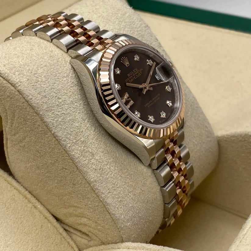 Rolex Lady-Datejust 28mm 279171 Chocolate Diamond Set Oyster Stainless Steel and Rose Gold - Image 2