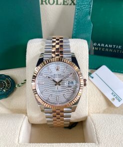 Alternative view of Rolex Datejust 41mm 126331 Silver Fluted Motif Dial Two Tone Stainless Steel & 18K Rose Gold Jubilee Bracelet Men's Watch