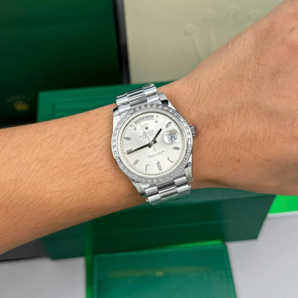 Rolex Day-Date 40mm 228396TBR-0011 Silver Diamonds Dial - Image 8