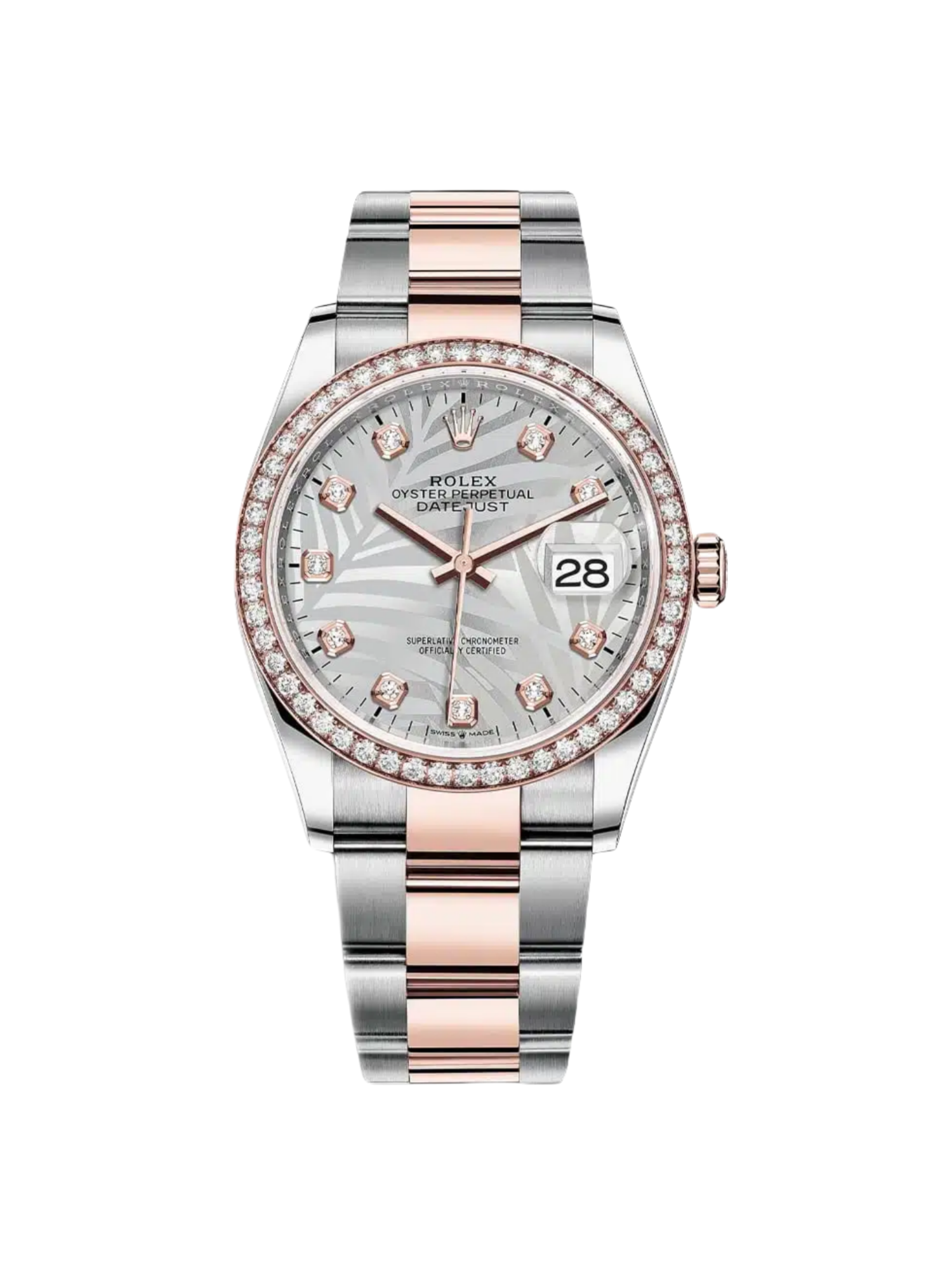 Rolex Datejust 36mm 126281 Silver Palm Motif Diamond Dial Oyster Bracelet - Image 2