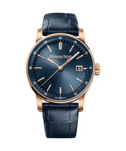 Audemars Piguet Code 11.59 Selfwinding 38mm Pink Rose Gold Blue Dial Leather Strap - 77410OR.OO.A342CR.01