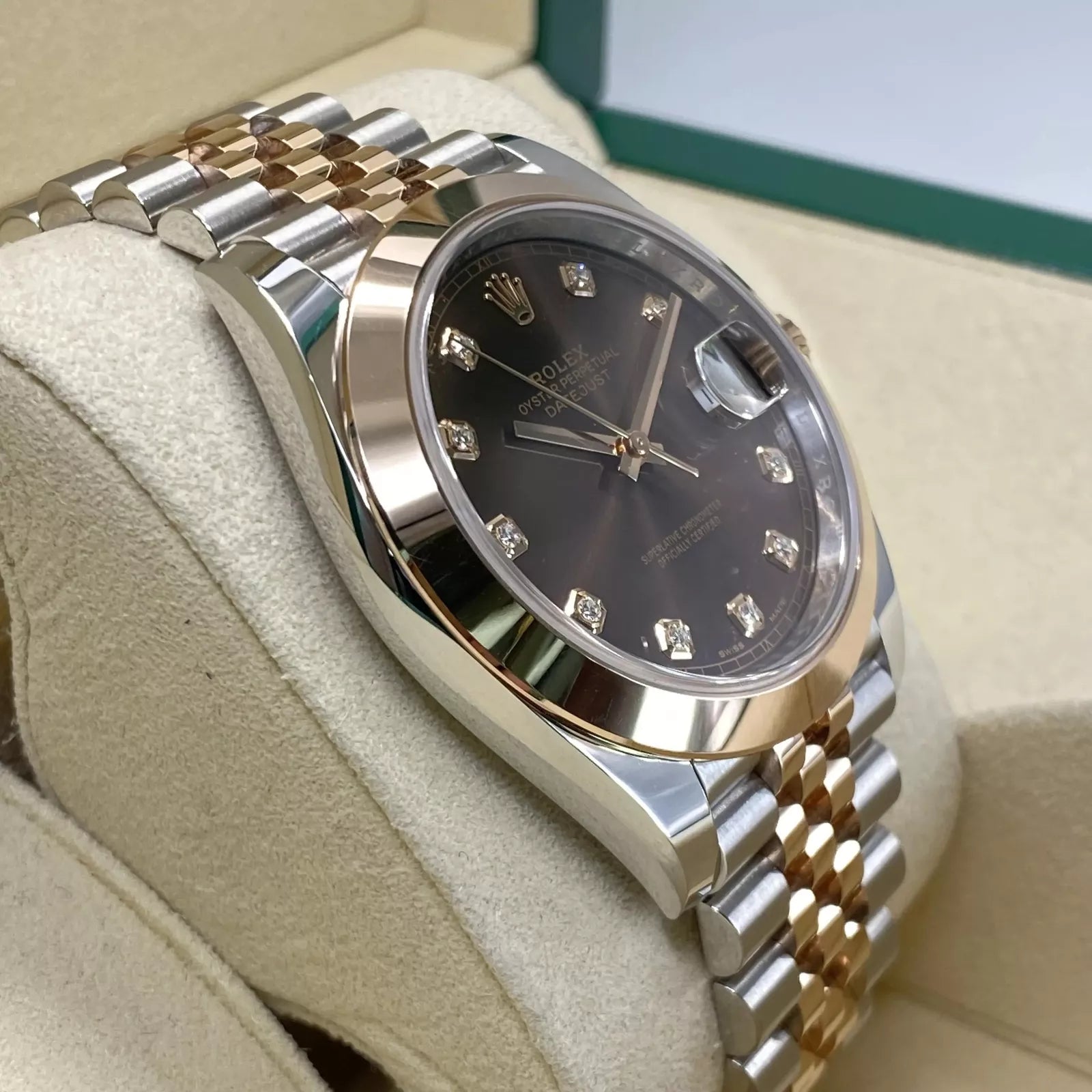 Rolex Datejust 41mm 126301 Chocolate Diamond Jubilee Steel and Everose Gold Watch - Image 9