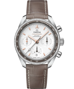 Omega Speedmaster 38 Silver Dia 38mm with Diamonds Stainless Steel Strap 324.38.38.50.02.001