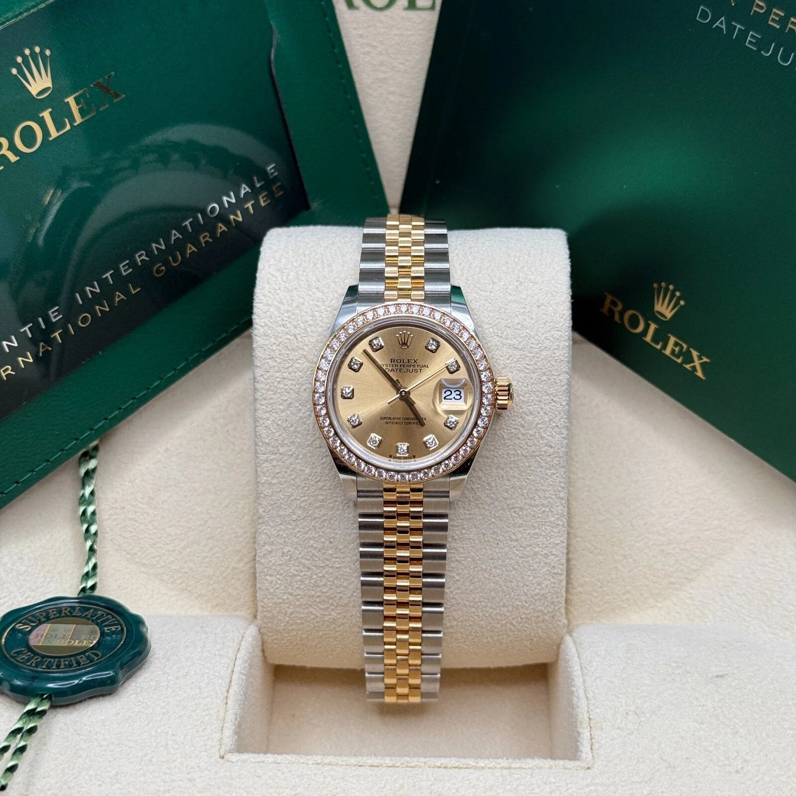 Rolex Lady-Datejust 28mm 279383RBR Champagne Diamond Dial Yellow Rolesor Oyster Bracelet - Image 6