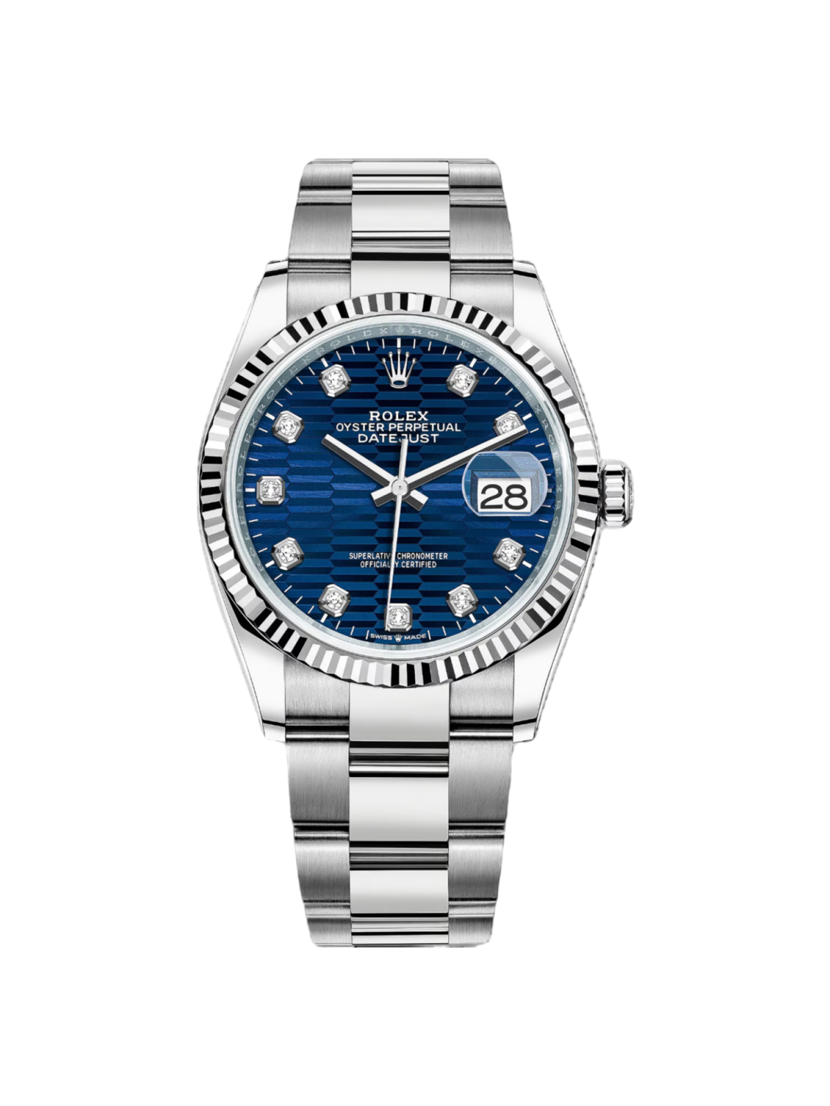 Rolex Datejust 36mm 126234 Blue Fluted Motif Diamond Dial Jubilee Bracelet Watch - Image 3