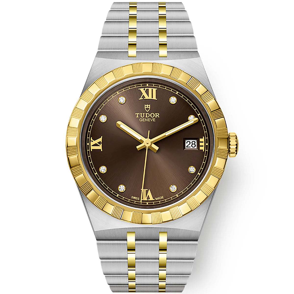 TUDOR Royal 38mm Two-Tone Brown Diamond Dial Automatic Bracelet Watch M28503-0008