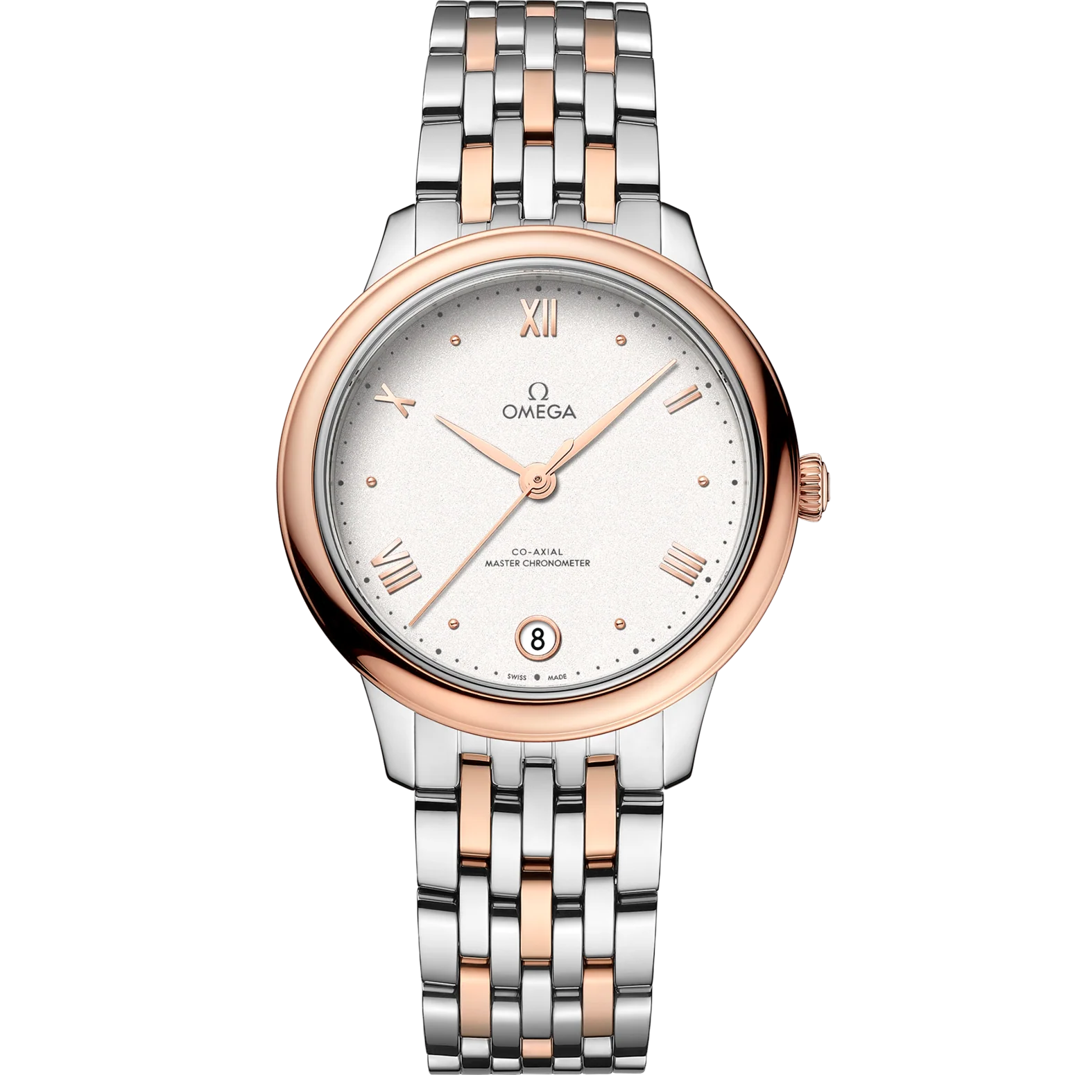 Omega De Ville Prestige 34 mm Silver Dial Stainless Steel and Sedna�?18k Rose Gold Bracelet 434.20.34.20.02.001