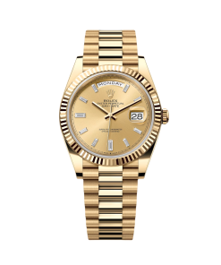 Rolex  Day-Date President 40mm Yellow Gold Champagne Diamond Baguette Dial - 228238