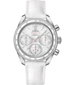 Omega Speedmaster 38 White Dial 38 mm with Diamonds Stainless Steel Strap 324.38.38.50.55.001